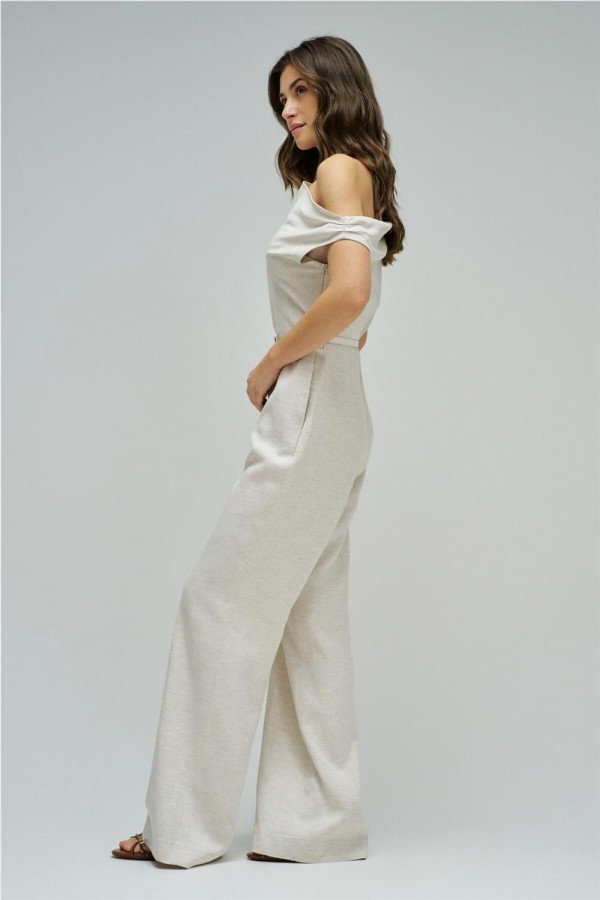 Mono Salsa de lino con pierna wide leg