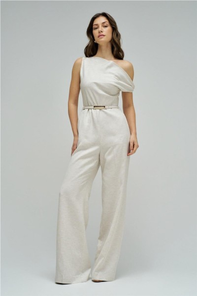 Mono Salsa de lino con pierna wide leg