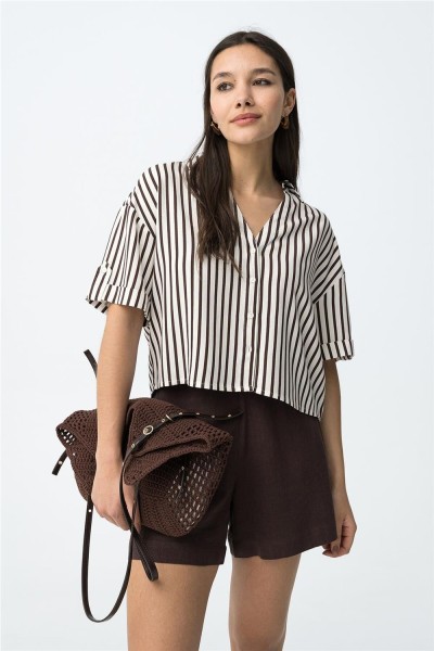 Camisa Tiffosi corta a rayas oversize