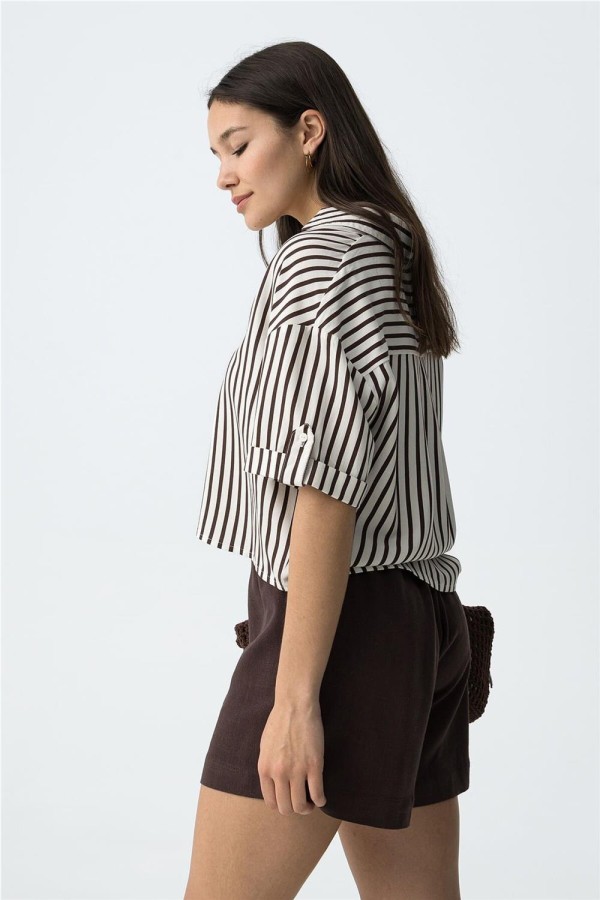 Camisa Tiffosi corta a rayas oversize