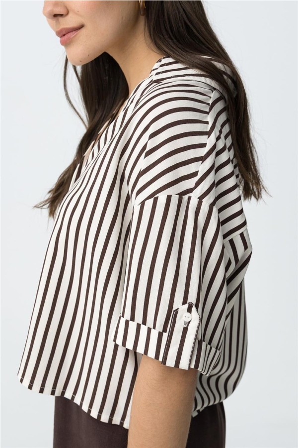 Camisa Tiffosi corta a rayas oversize