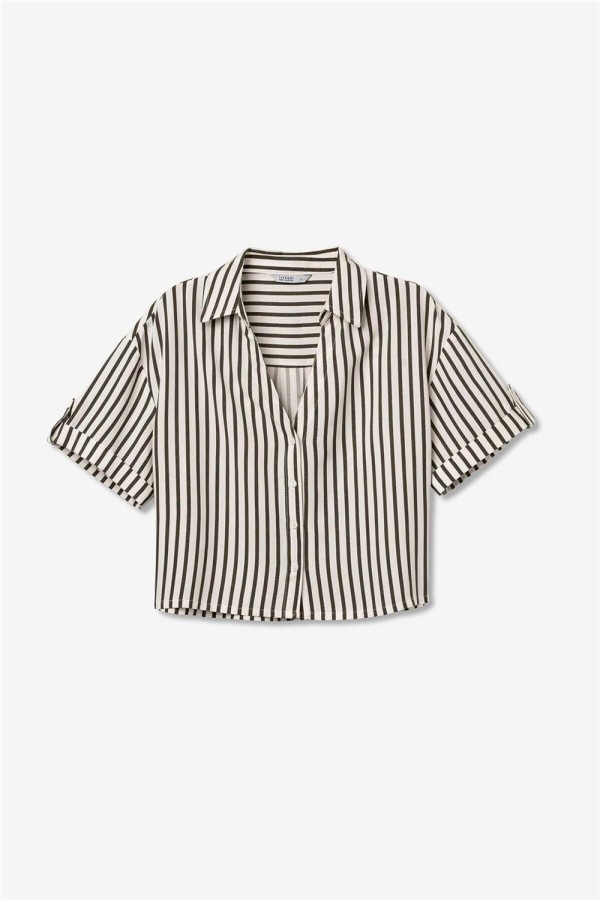 Camisa Tiffosi corta a rayas oversize