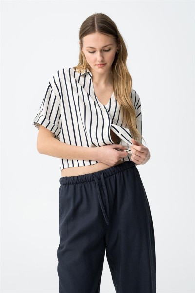 Camisa Tiffosi corta a rayas oversize