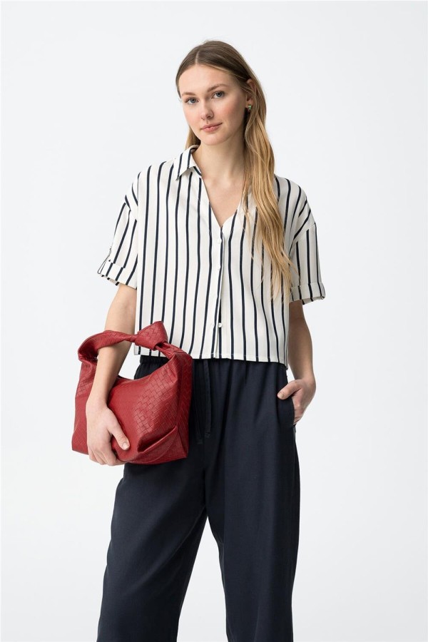 Camisa Tiffosi corta a rayas oversize