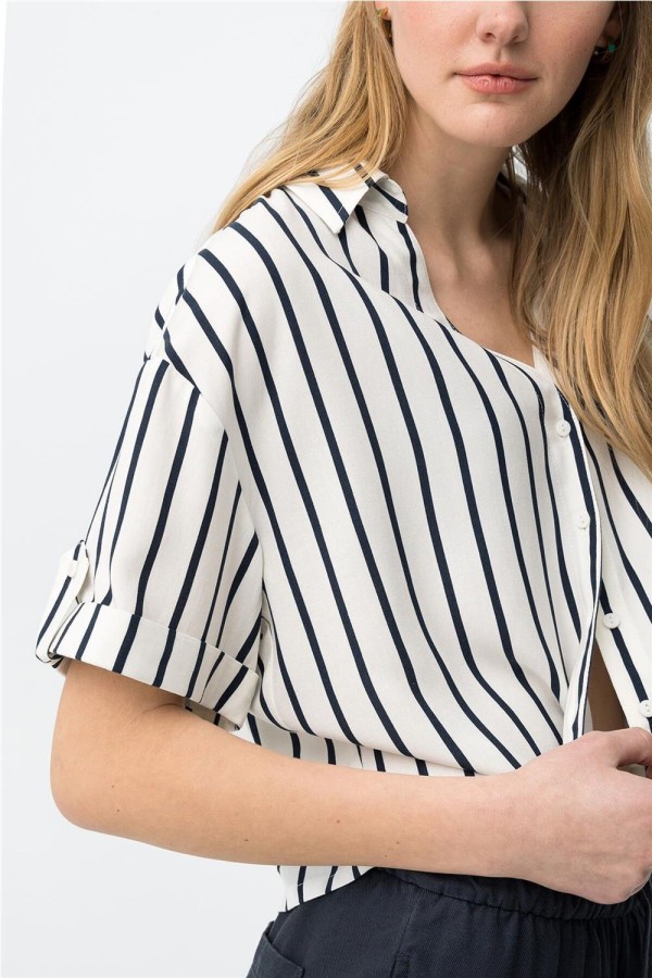 Camisa Tiffosi corta a rayas oversize