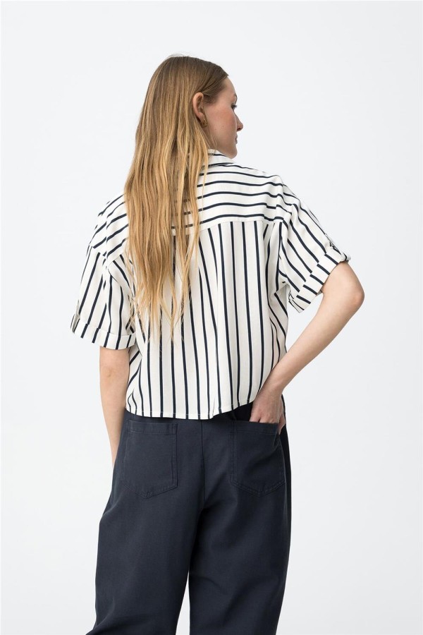 Camisa Tiffosi corta a rayas oversize