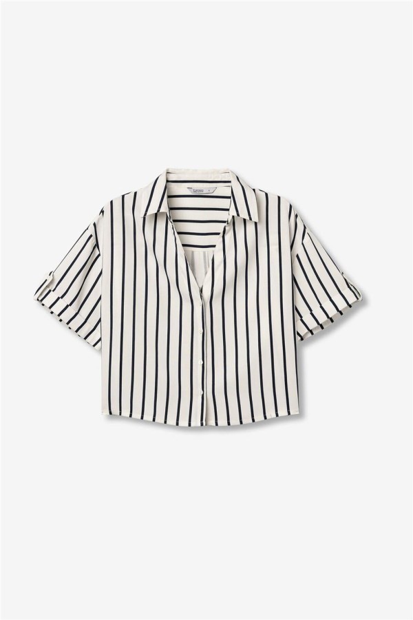 Camisa Tiffosi corta a rayas oversize