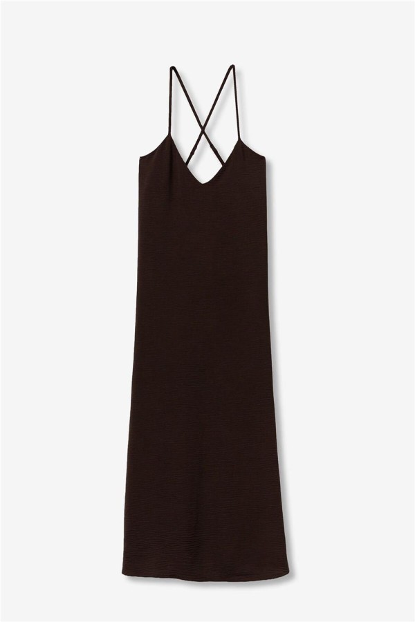 Vestido largo Tiffosi marrón chocolate