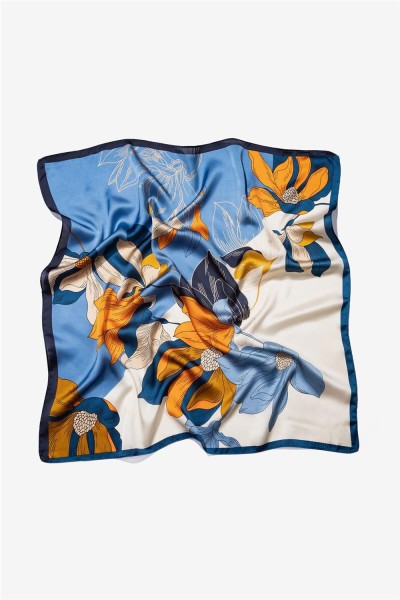 Pañuelo Tiffosi azul con flores grandes