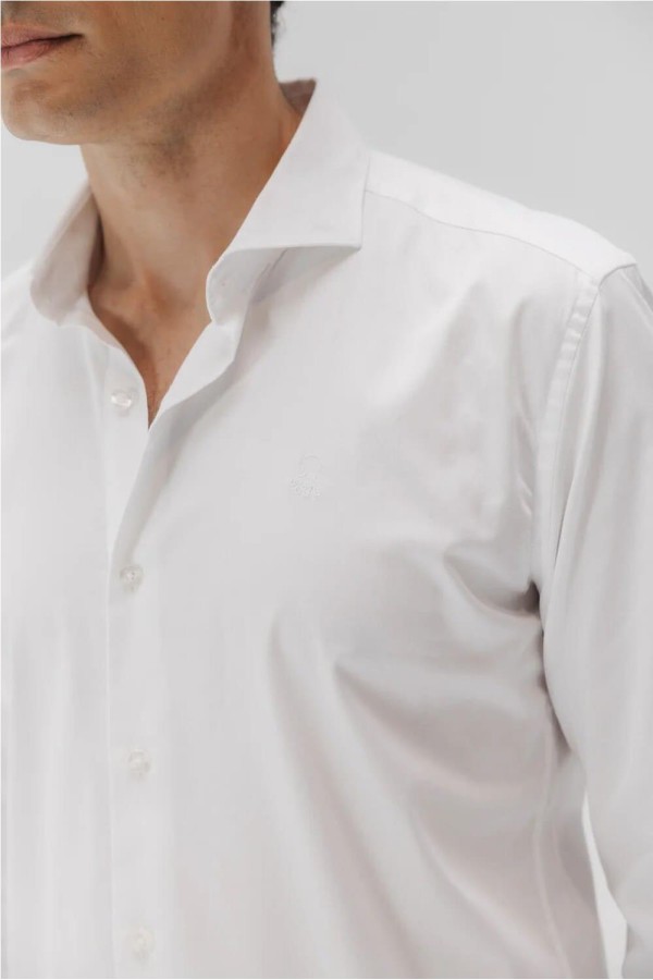 Camisa Vestir El Pulpo de popelín elástico blanco puro