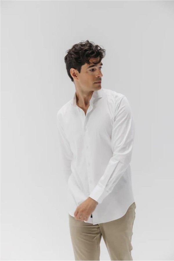 Camisa Vestir El Pulpo de popelín elástico blanco puro 2