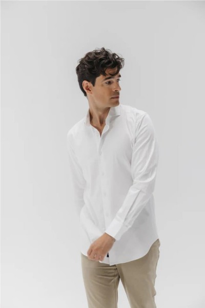 Camisa Vestir El Pulpo de popelín elástico blanco puro
