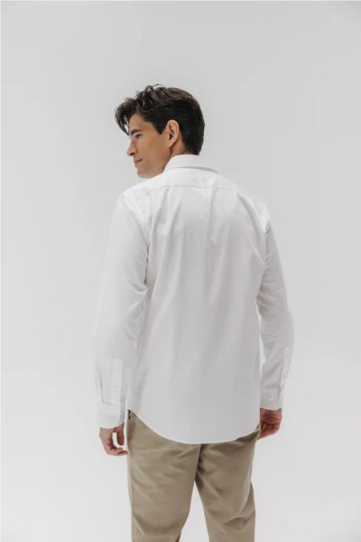 Camisa Vestir El Pulpo de popelín elástico blanco puro