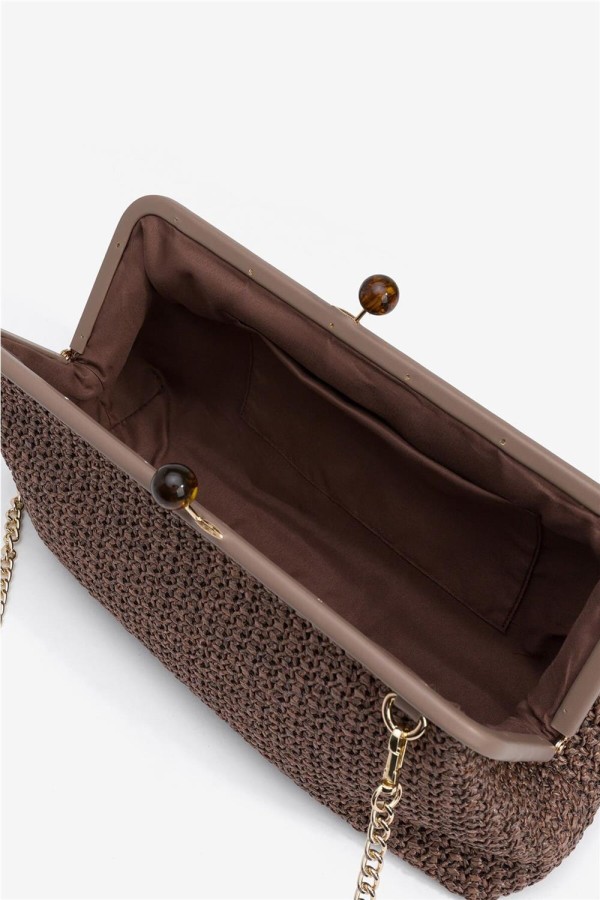 Clutch Tiffosi marrón tricotada