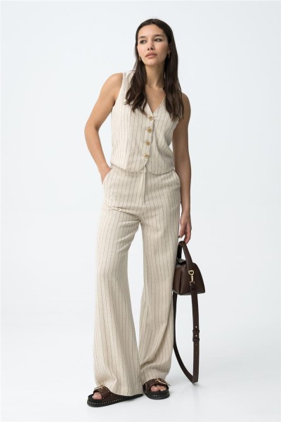 Pantalón Tiffosi wide leg beige