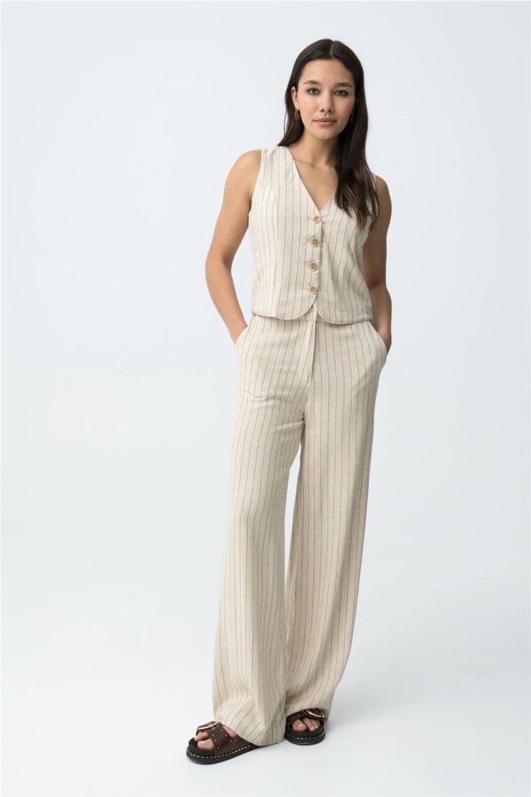 Pantalón Tiffosi wide leg beige