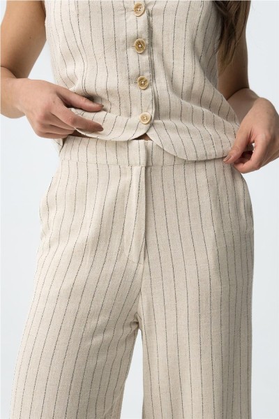 Pantalón Tiffosi wide leg beige