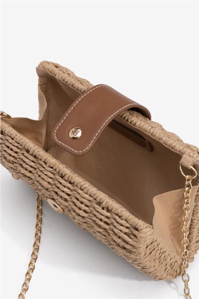 Clutch Tiffosi trenzada marrón
