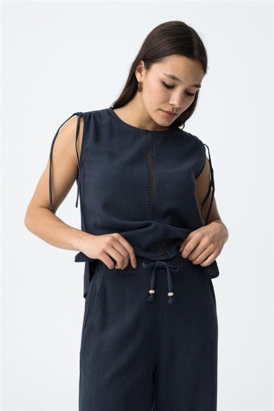 Blusa Tiffosi azul con lazo
