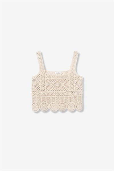 Top Tiffosi beige estilo crochet
