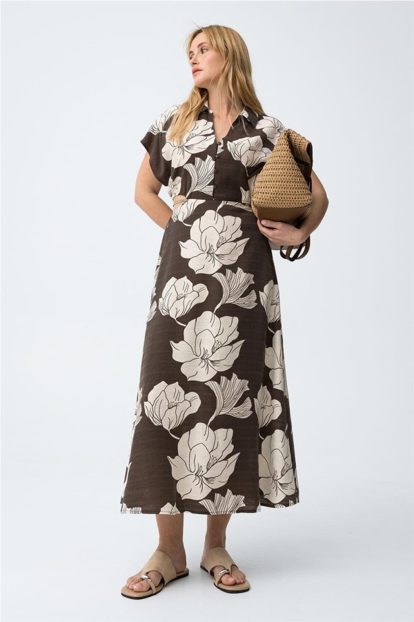 Vestido largo Tiffosi floral chocolate