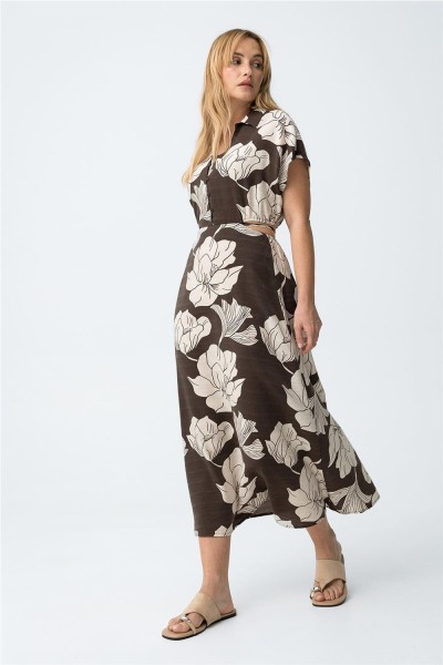 Vestido largo Tiffosi floral chocolate