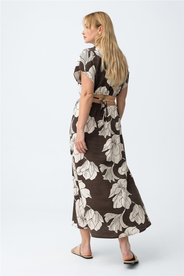 Vestido largo Tiffosi floral chocolate