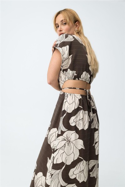 Vestido largo Tiffosi floral chocolate