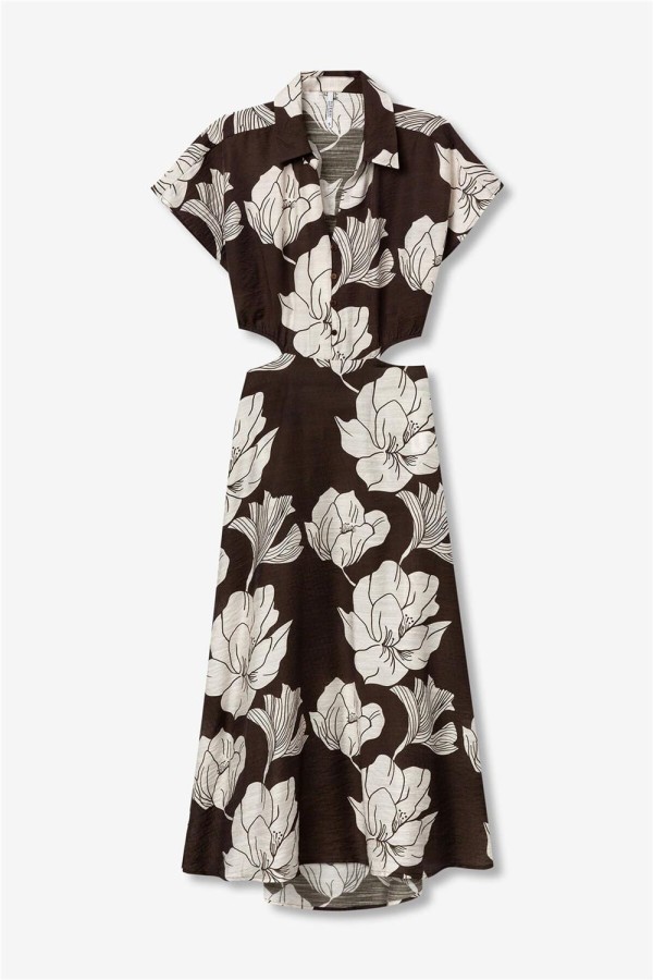 Vestido largo Tiffosi floral chocolate