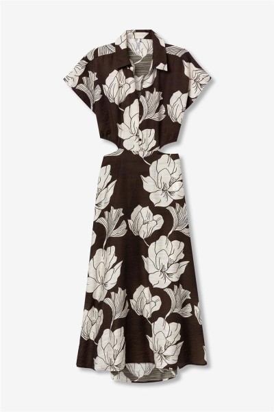 Vestido largo Tiffosi floral chocolate