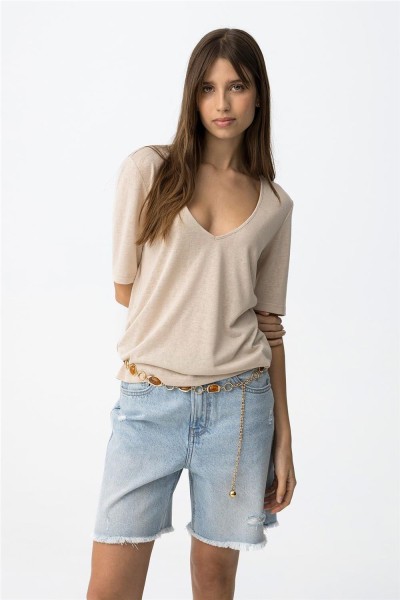 Camiseta Tiffosi beige de corte oversize