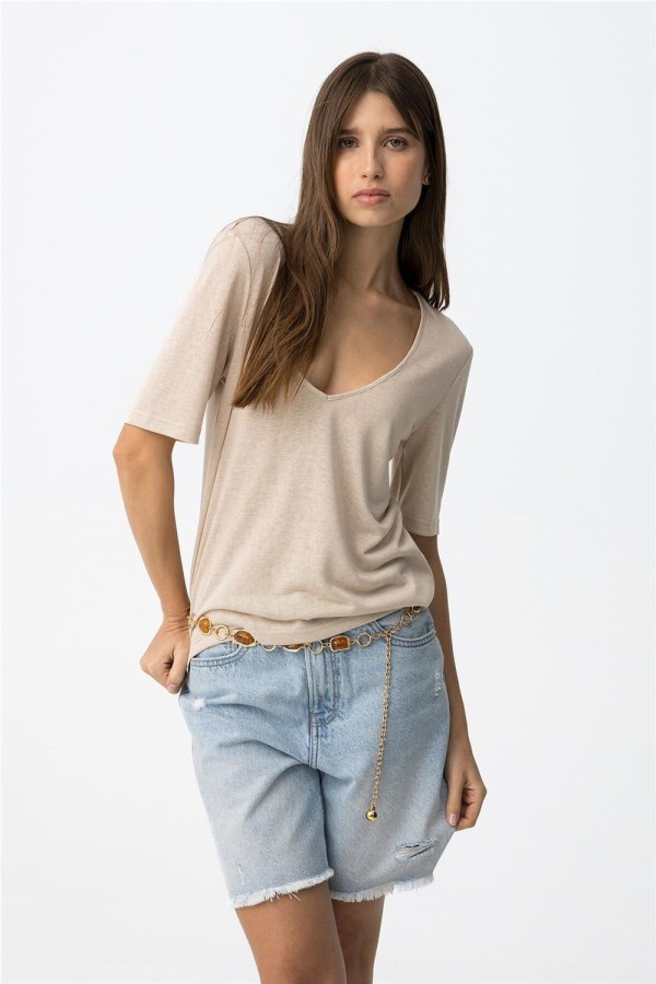 Camiseta Tiffosi beige de corte oversize