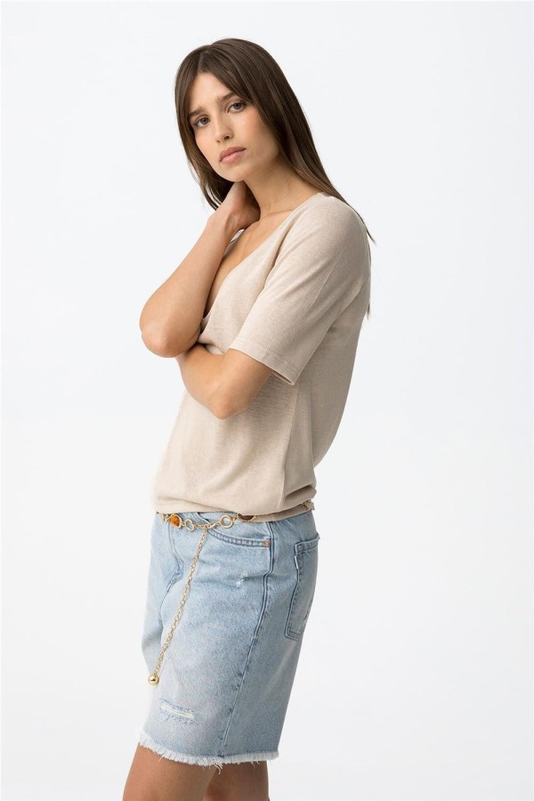 Camiseta Tiffosi beige de corte oversize