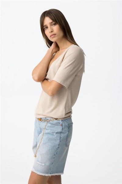 Camiseta Tiffosi beige de corte oversize