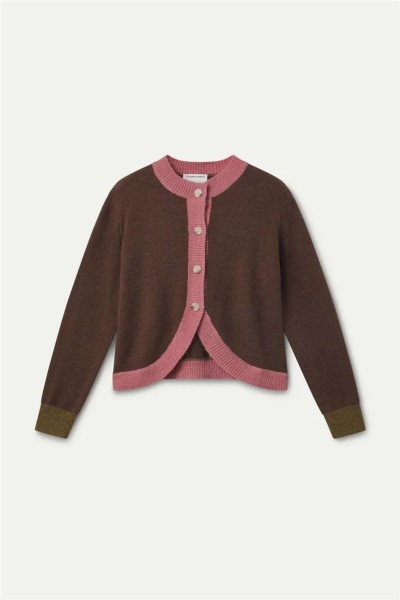 Cárdigan de punto Compañía Fantástica bicolor marrón rosa