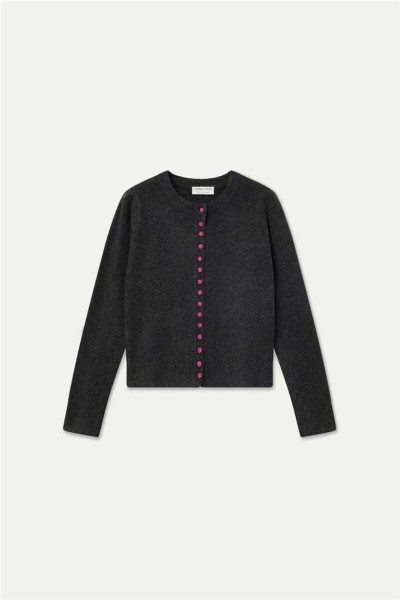 Cárdigan Compañía Fantástica gris botón rosa