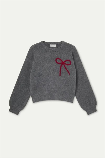 Jersey Compañía Fantástica de punto gris con detalle de lazo rojo