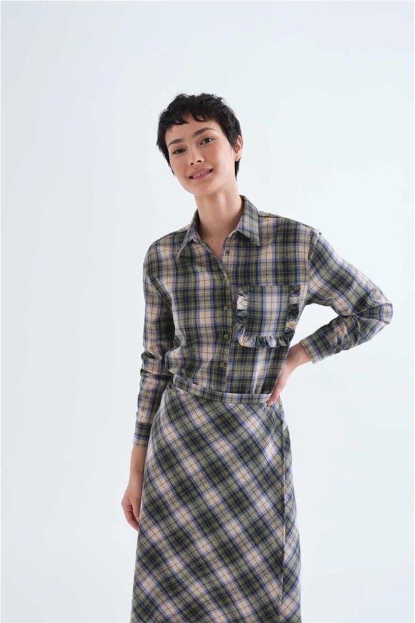 Camisa Compañía Fantástica con estampado cuadros verde
