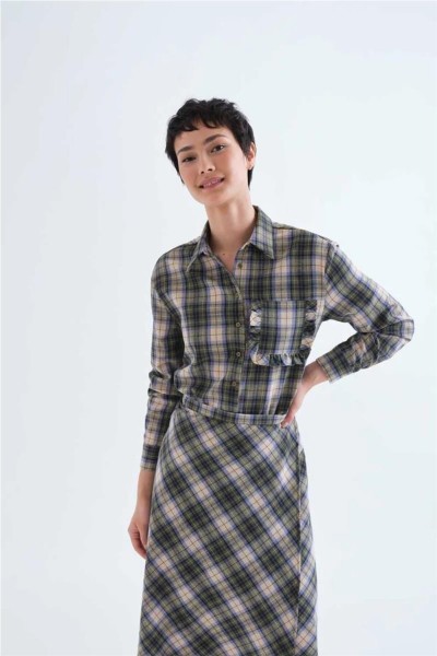 Camisa Compañía Fantástica con estampado cuadros verde