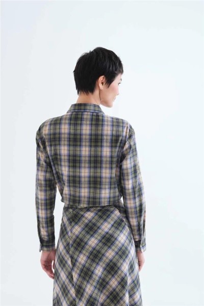Camisa Compañía Fantástica con estampado cuadros verde