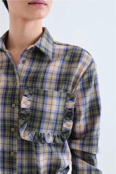 Camisa Compañía Fantástica con estampado cuadros verde