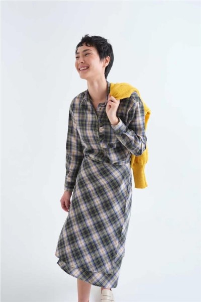 Camisa Compañía Fantástica con estampado cuadros verde