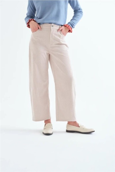 Pantalón Compañía Fantástica de pana blanco crudo