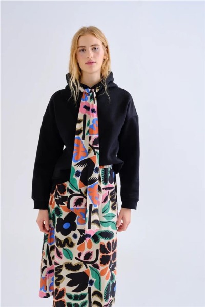 Sudadera Compañía Fantástica negra con lazada estampada Neo Garden