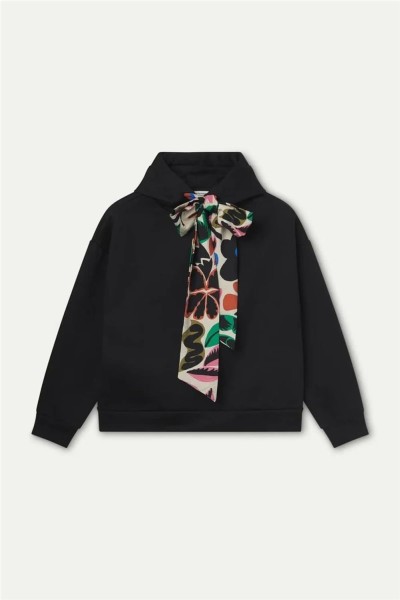 Sudadera Compañía Fantástica negra con lazada estampada Neo Garden