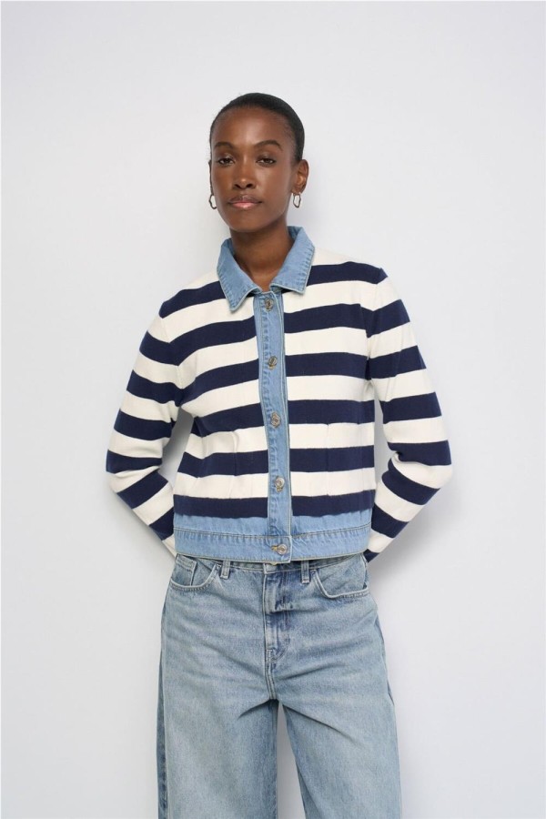 Chaqueta de punto Salsa con detalles denim