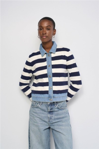 Chaqueta de punto Salsa con detalles denim