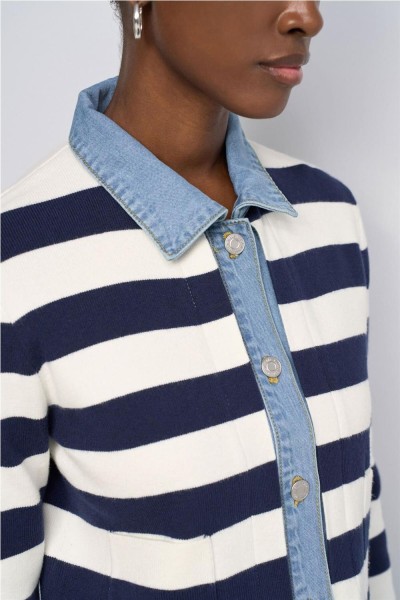 Chaqueta de punto Salsa con detalles denim