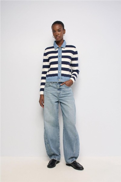 Chaqueta de punto Salsa con detalles denim