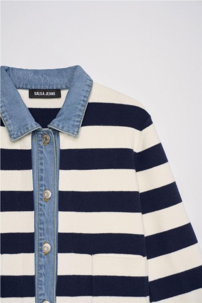 Chaqueta de punto Salsa con detalles denim
